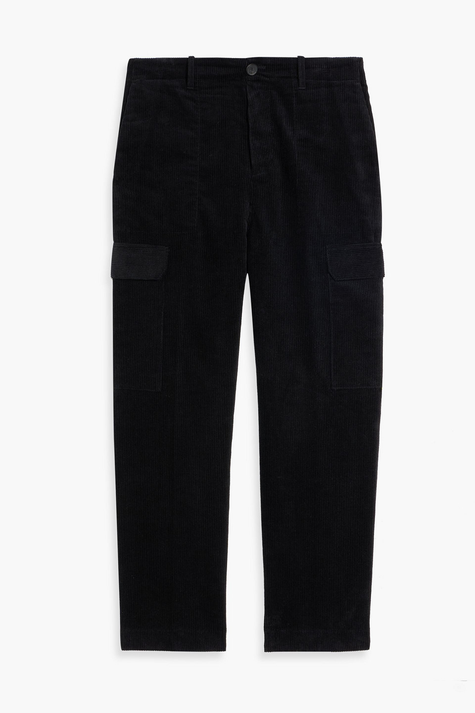 Frame Tapered Cotton-corduroy Cargo Pants In Black