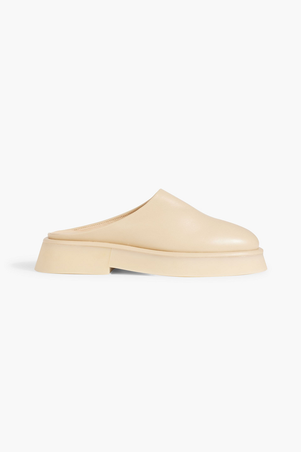 Wandler 'rosa' Platform Round Toe Leather Mules In Beige