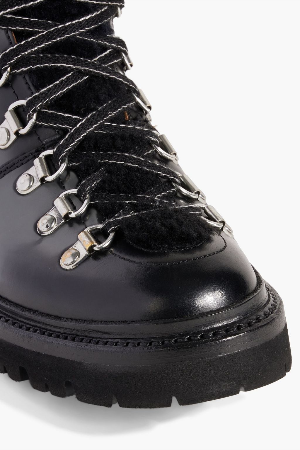 GRENSON Nanette shearling-trimmed leather ankle boots