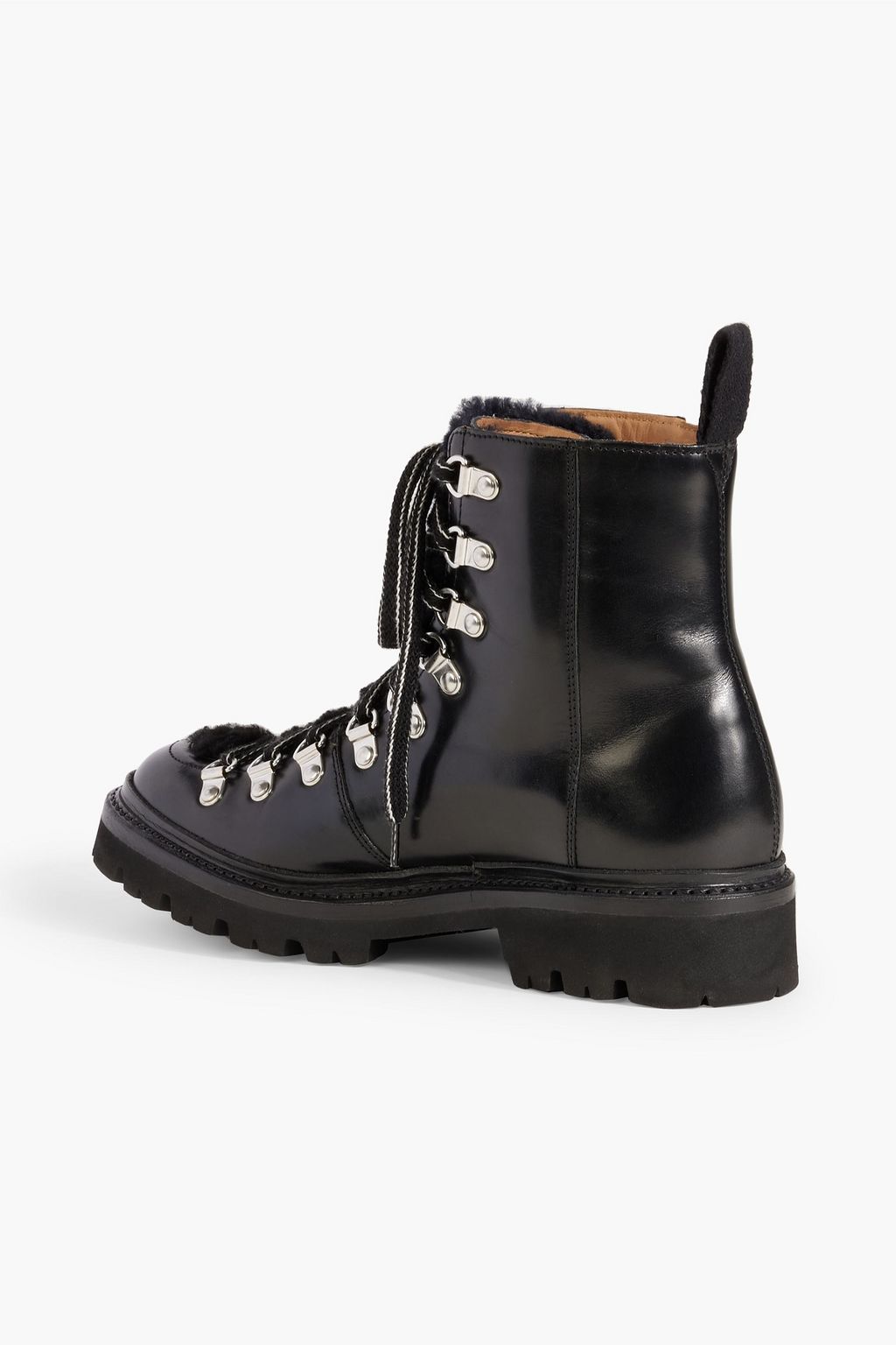 GRENSON Nanette shearling-trimmed leather ankle boots