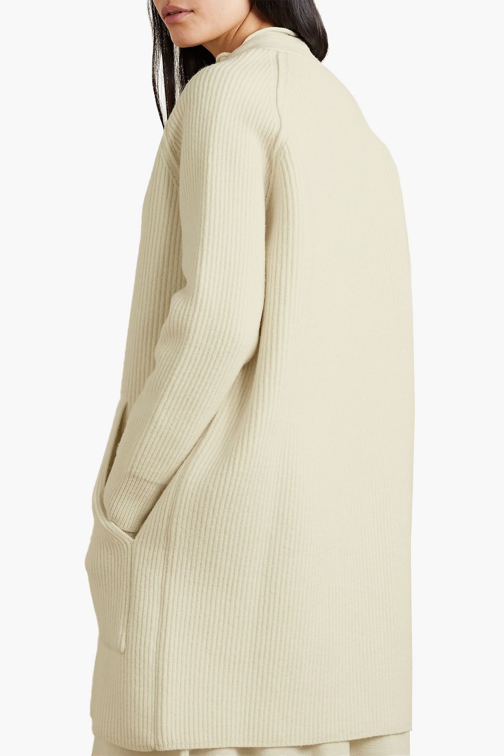 CO Natural World brushed ribbed wool cardigan