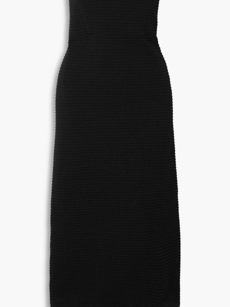 strapless bow-embellished cloqué dress