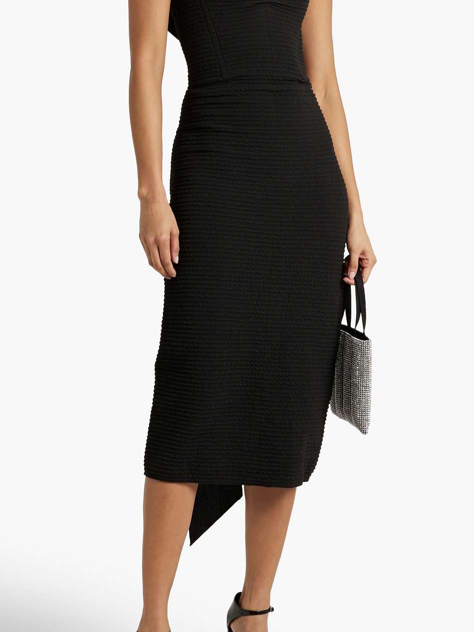 strapless bow-embellished cloqué dress