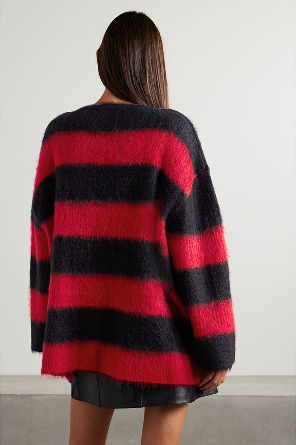 VALENTINO GARAVANI Oversized striped mohair-blend sweater