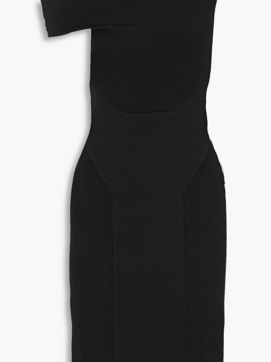 mybody one-shoulder stretch-knit midi dress