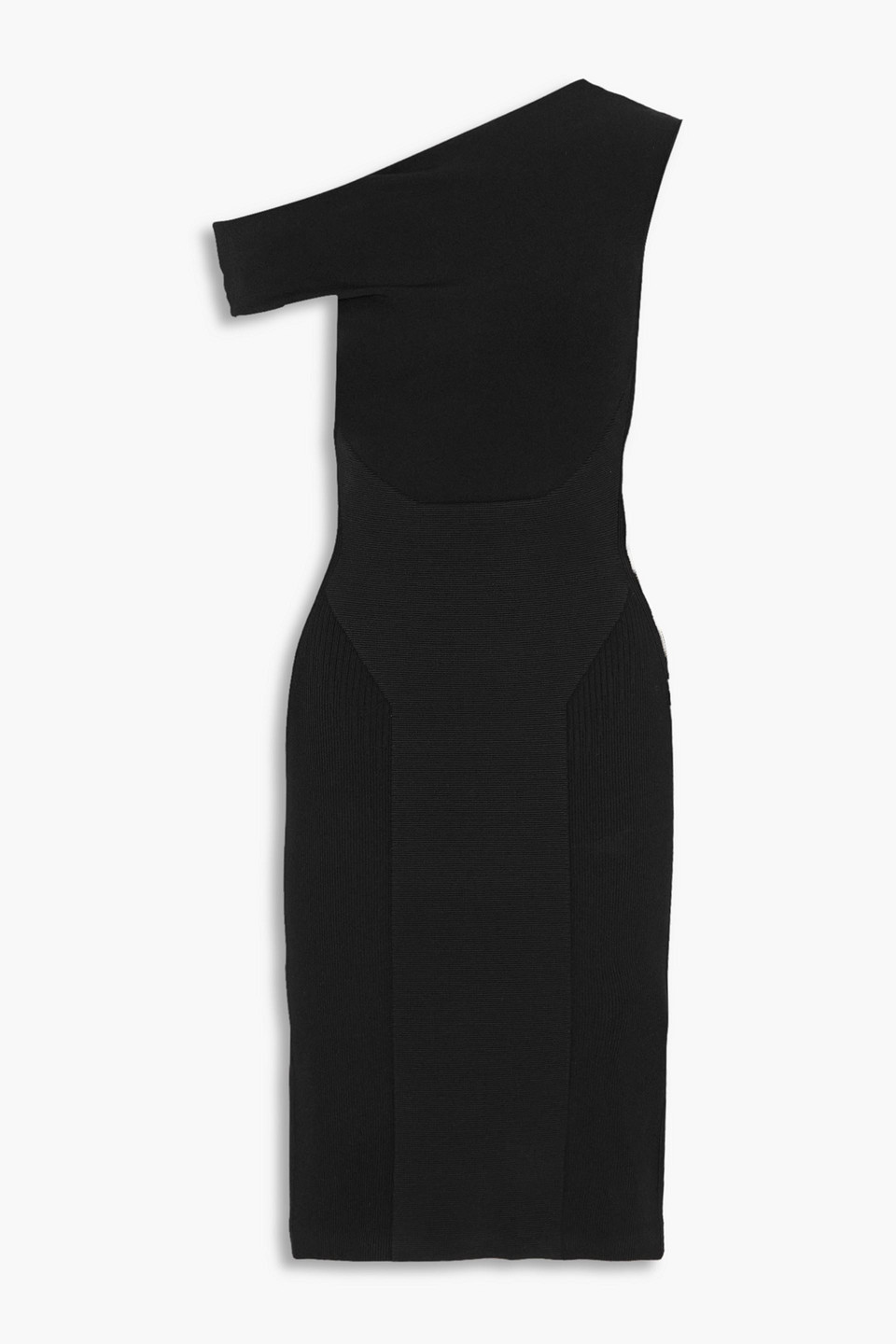 Az Factory Mybody One-shoulder Stretch-knit Midi Dress In Black