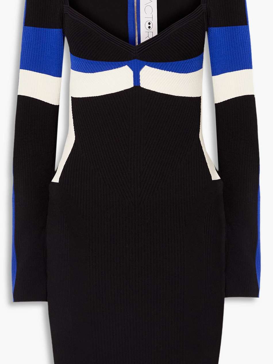 your body color-block ribbed-knit mini dress