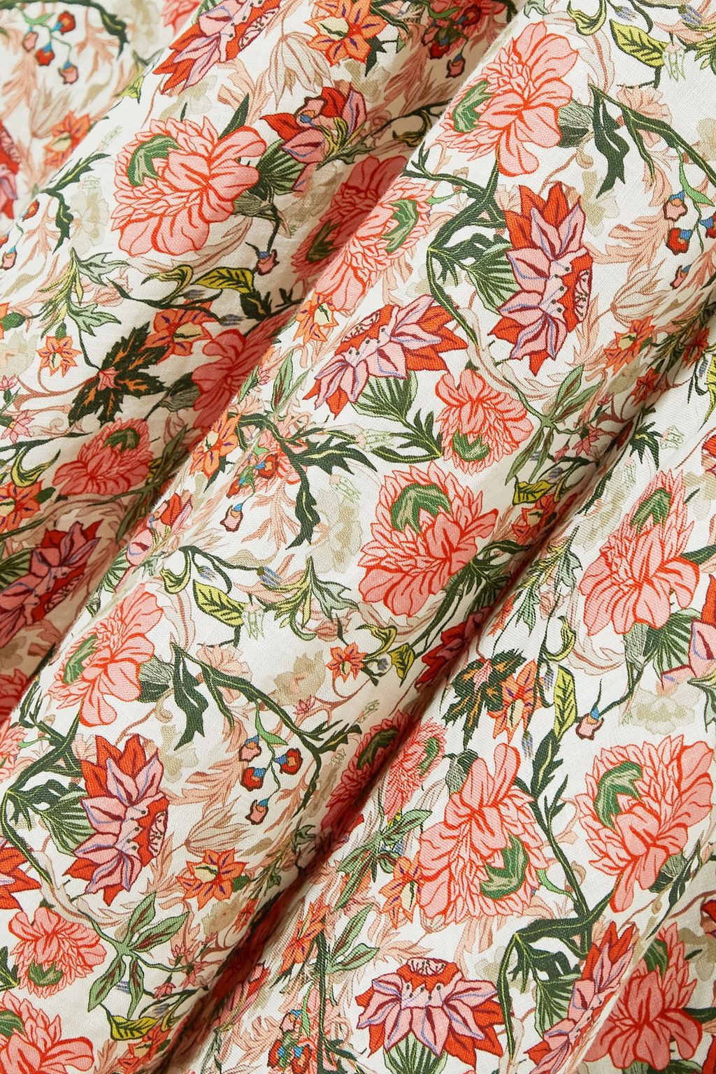 LUG VON SIGA Melody shirred floral-print linen midi dress
