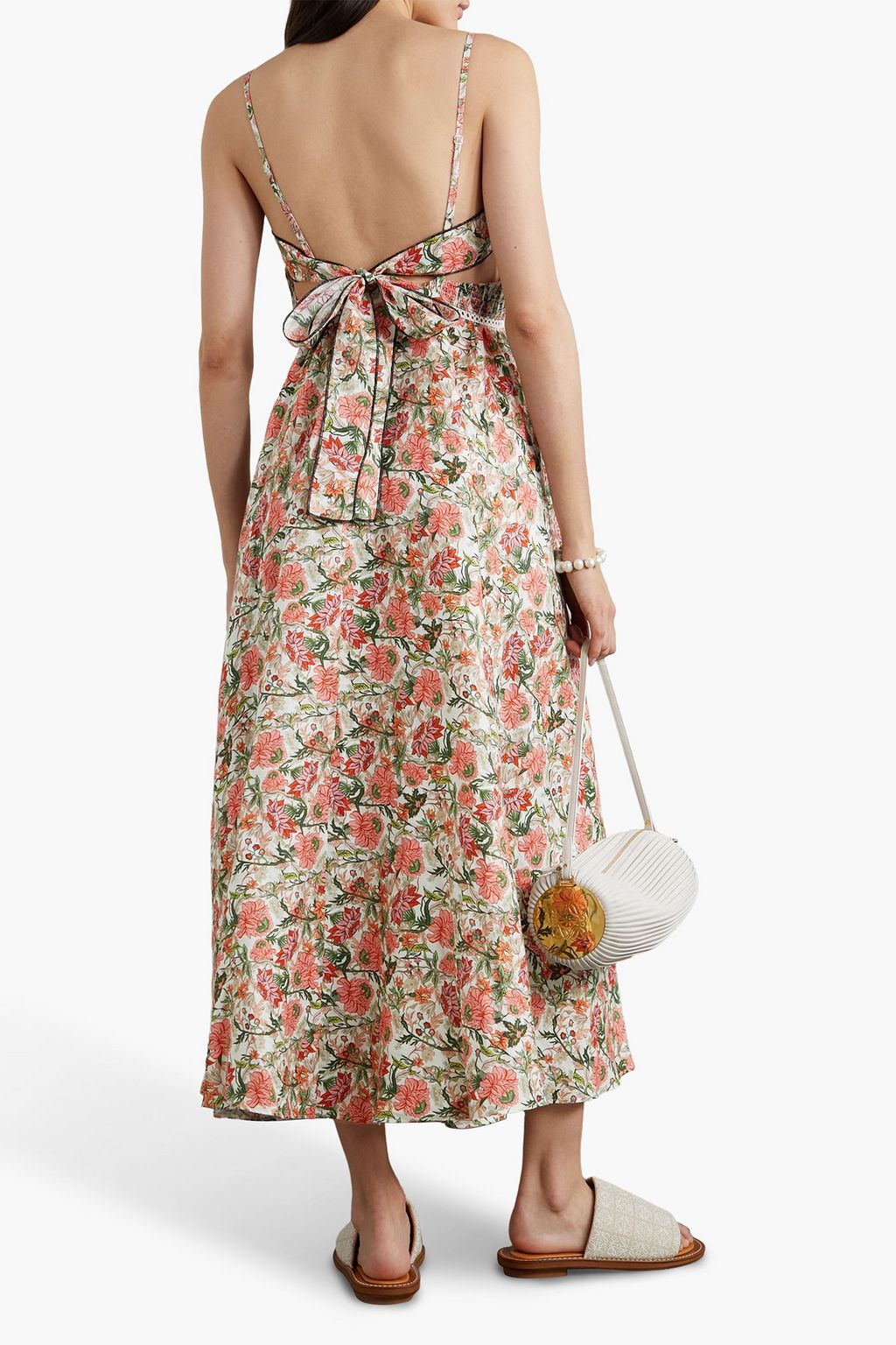 LUG VON SIGA Melody shirred floral-print linen midi dress