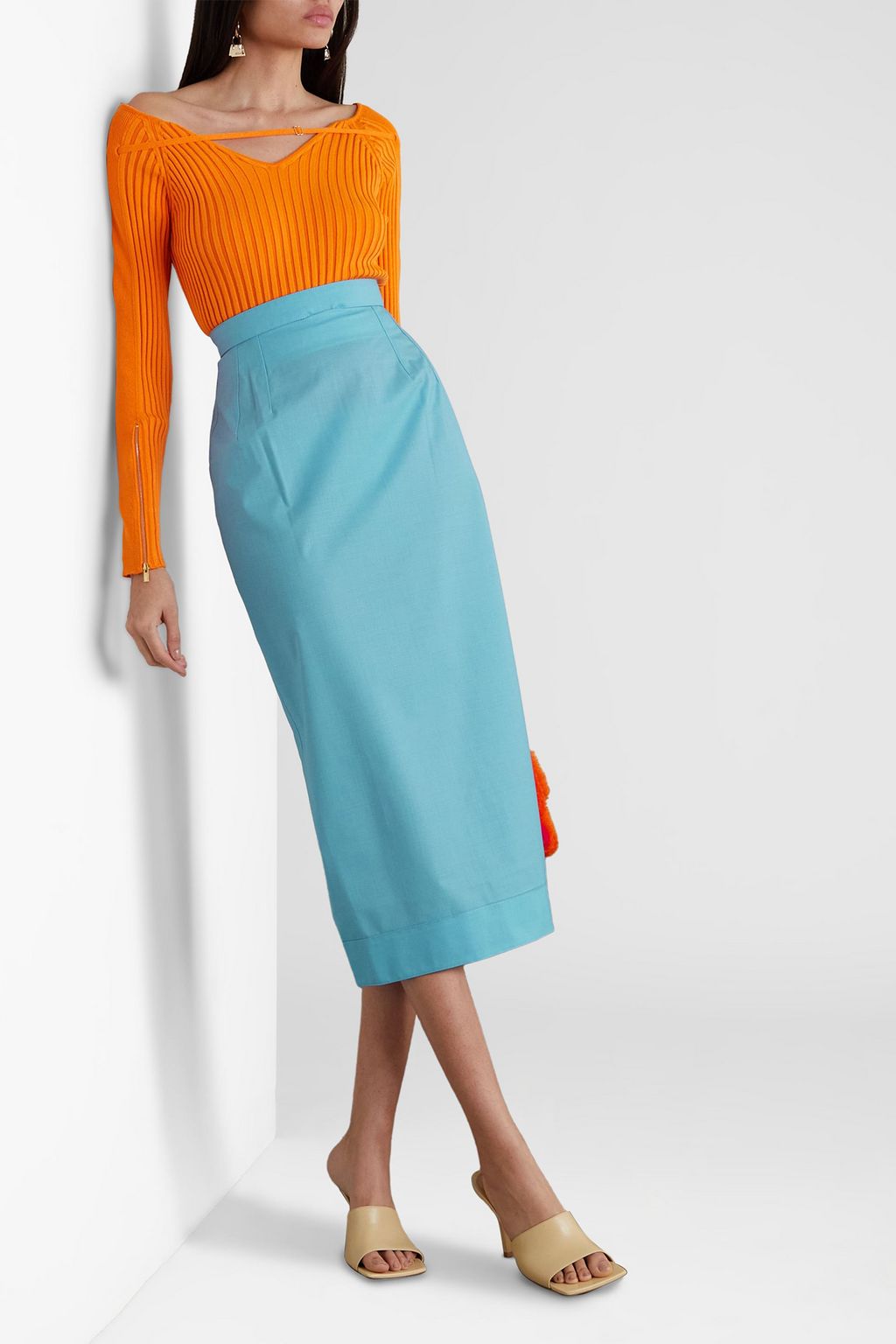 JACQUEMUS Valerie cutout wool midi skirt