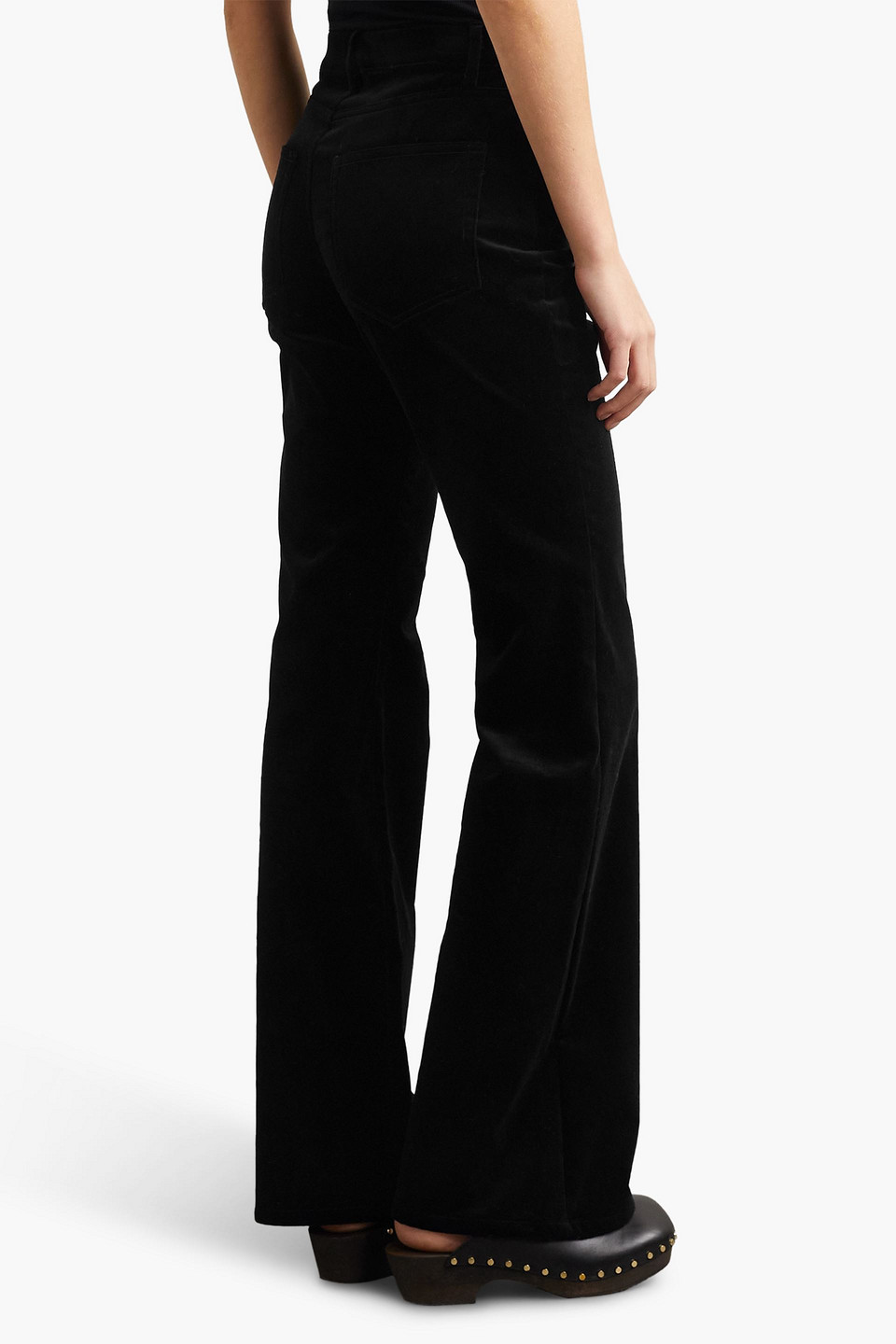 Nili Lotan Celia Cotton-blend Velvet Flared Pants In Black
