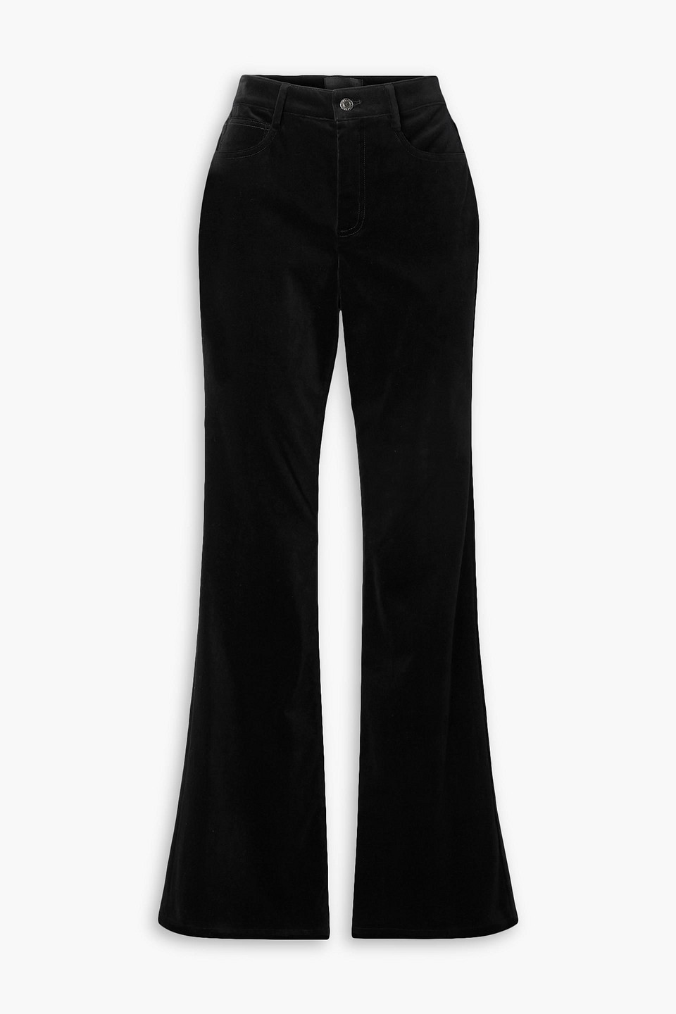 Nili Lotan Celia Cotton-blend Velvet Flared Pants In Black