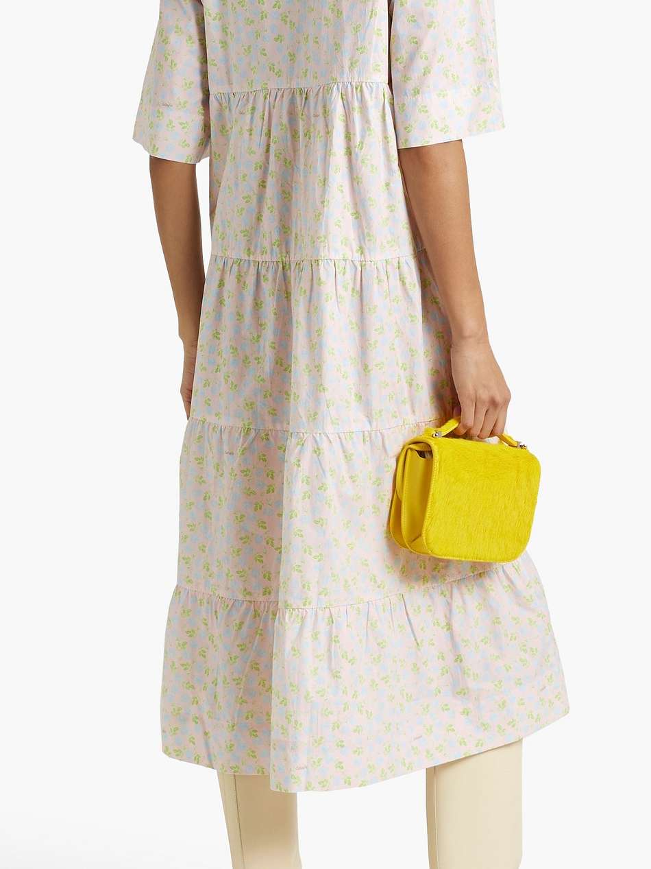 tiered floral-print cotton-poplin midi dress