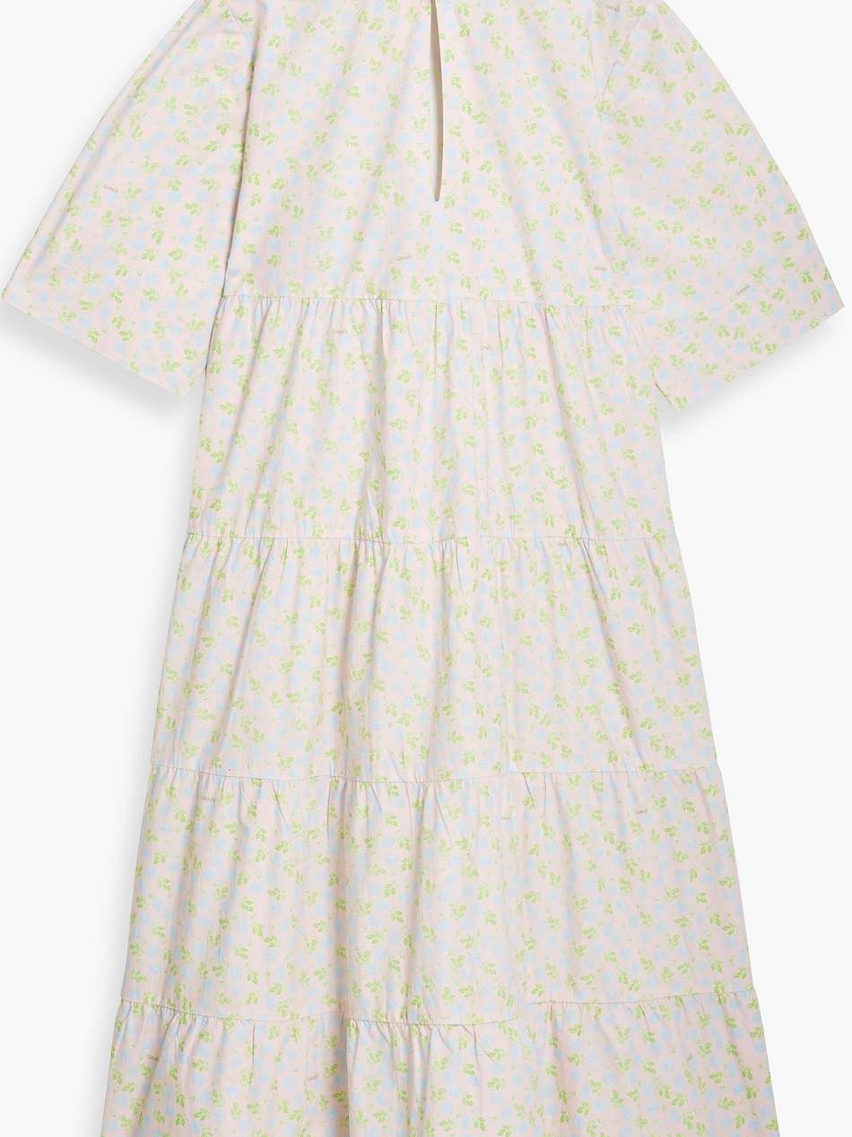 tiered floral-print cotton-poplin midi dress