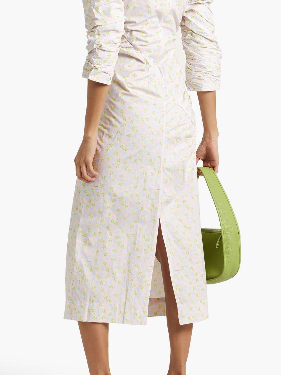 pleated crinkled cotton-poplin midi dress