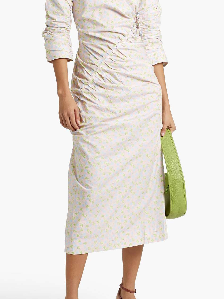 pleated crinkled cotton-poplin midi dress