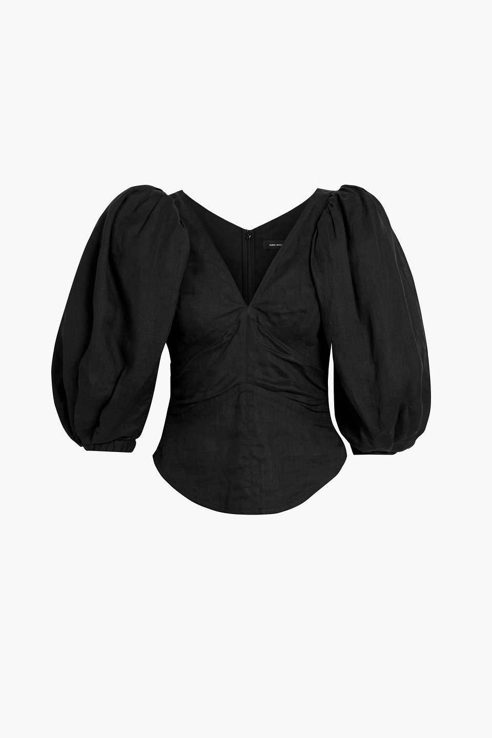 Isabel Marant Jaylee Gathered Ramie Top In Black