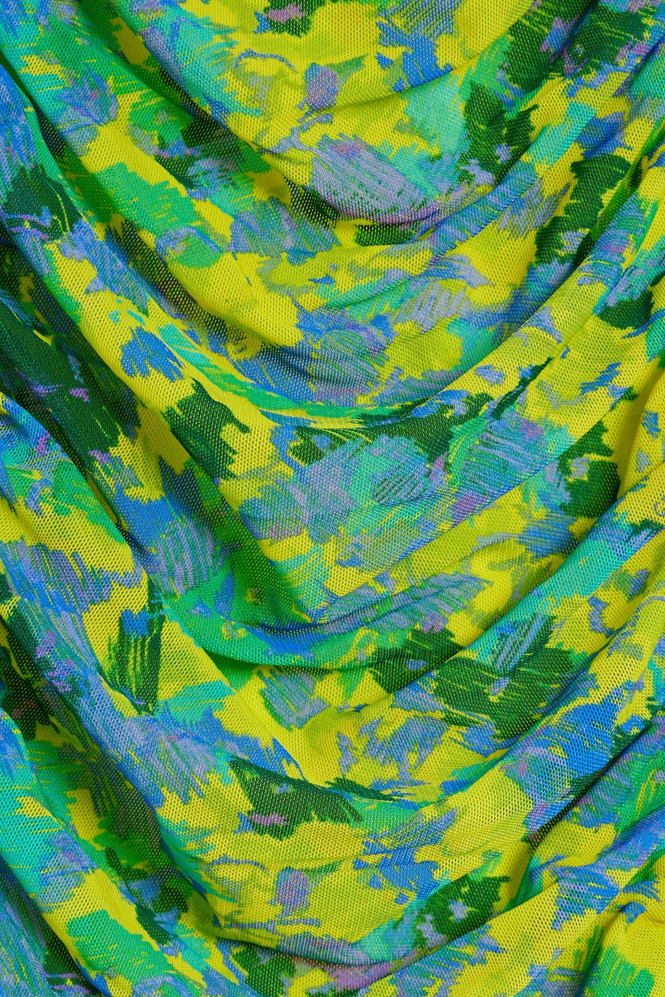 Ganni Multicolor Recycled Nylon Mini Dress In Bright Green