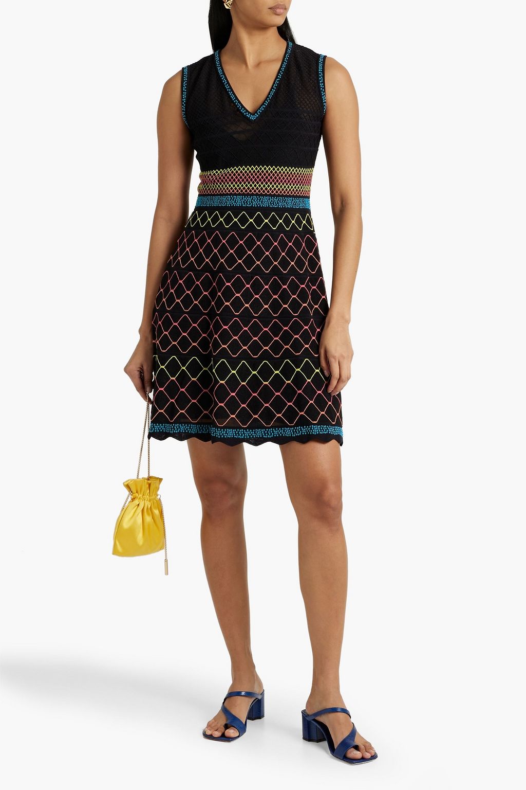 M MISSONI Embroidered cotton-blend mini dress