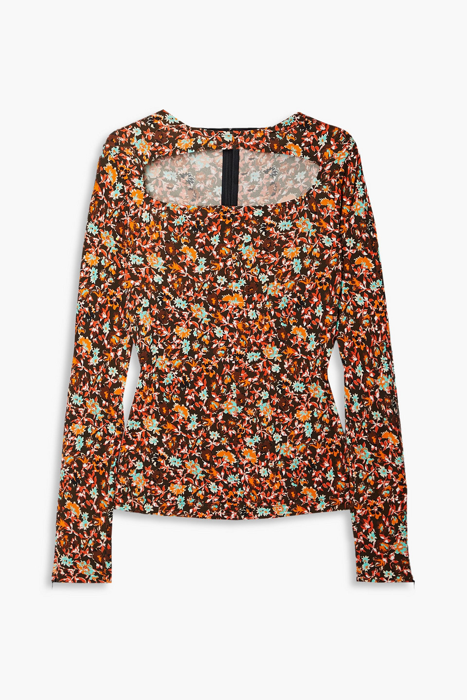 Shop Victoria Beckham Cutout Floral-print Jersey Top In Orange