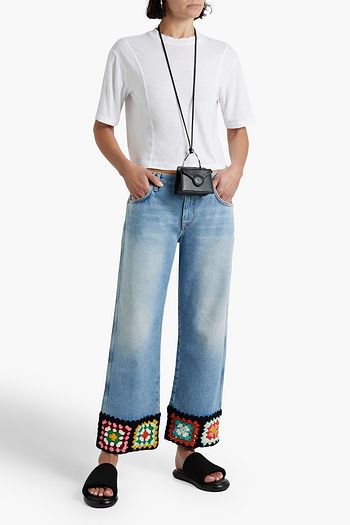 ALANUI クロップド ハイライズ ストレートレッグジーンズ かぎ針編みトリム