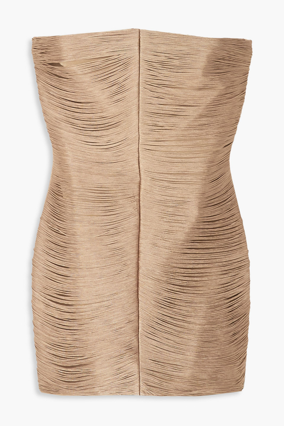 Alexander Wang Strapless Metallic Fringed Stretch-mesh Mini Dress In Bronze