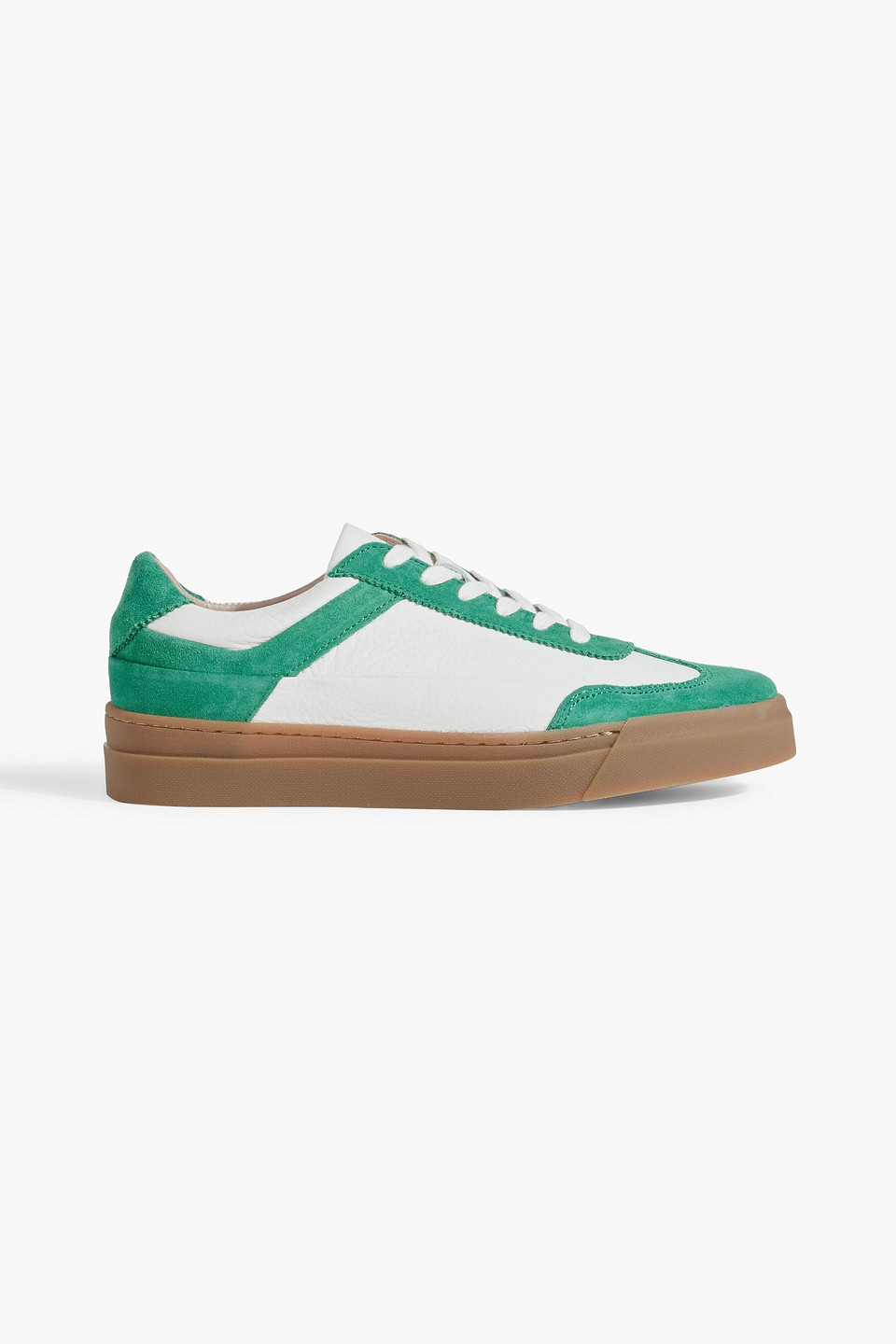 Iris & Ink Gina Leather And Suede Sneakers In Jade