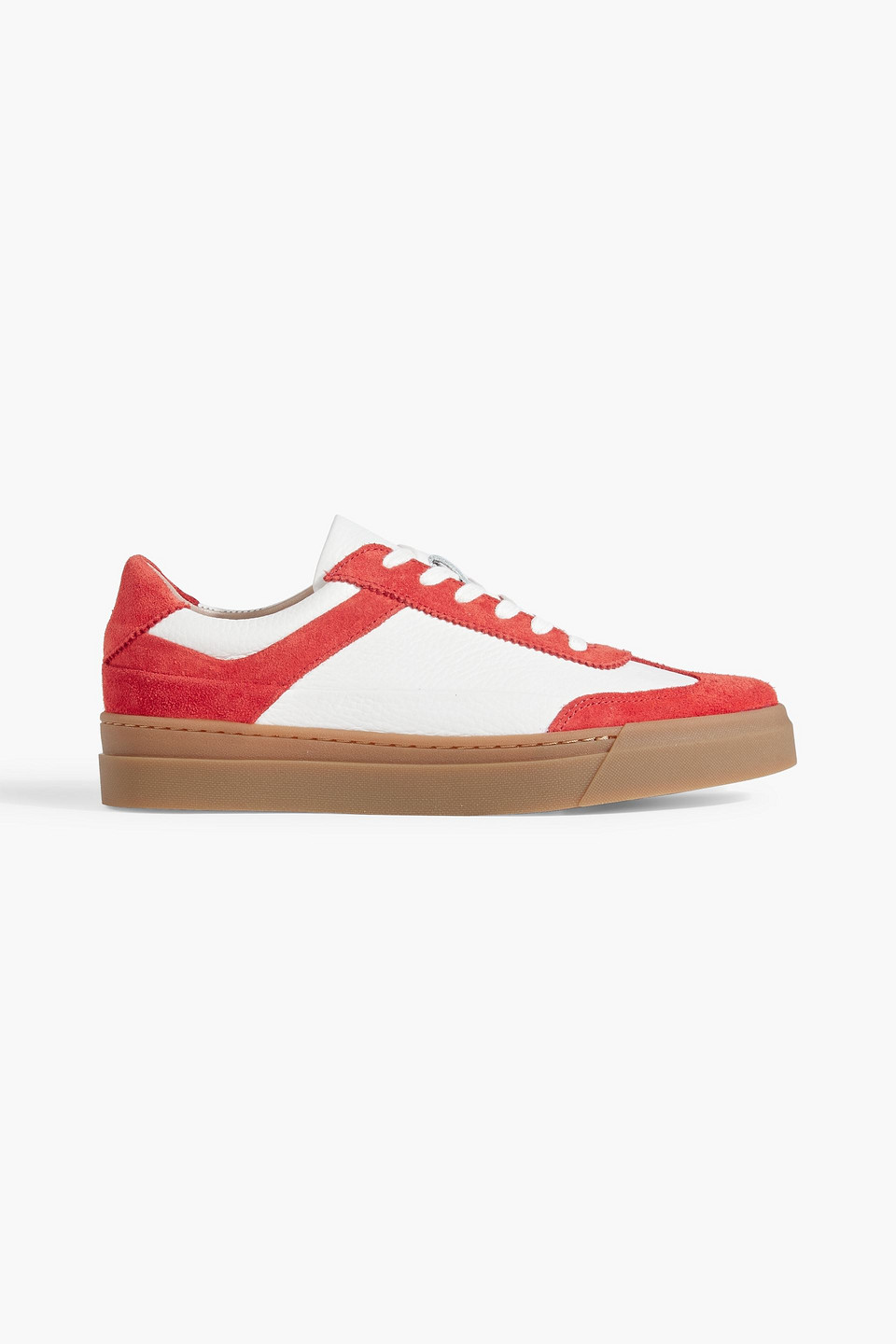 Iris & Ink Gina Leather And Suede Sneakers In Bright Orange