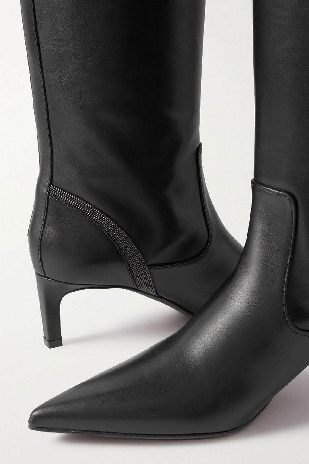 BRUNELLO CUCINELLI Bead-embellished leather knee boots