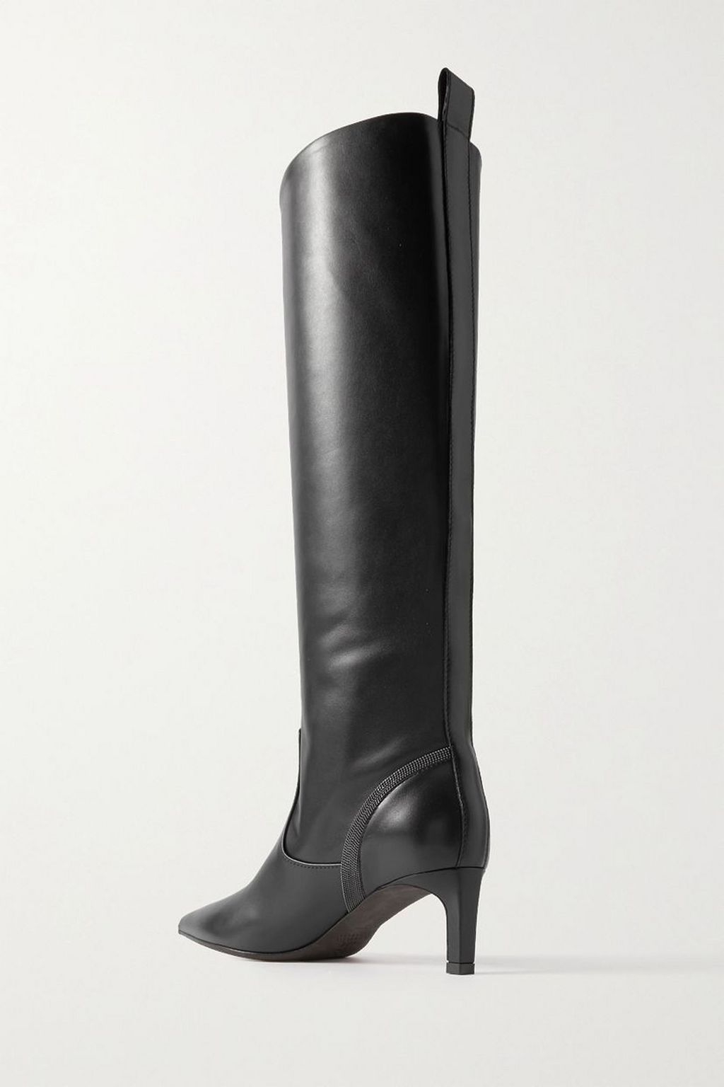 BRUNELLO CUCINELLI Bead-embellished leather knee boots