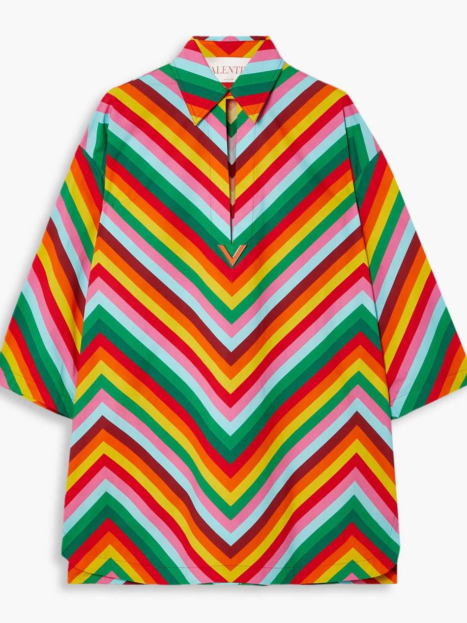striped cotton-poplin tunic