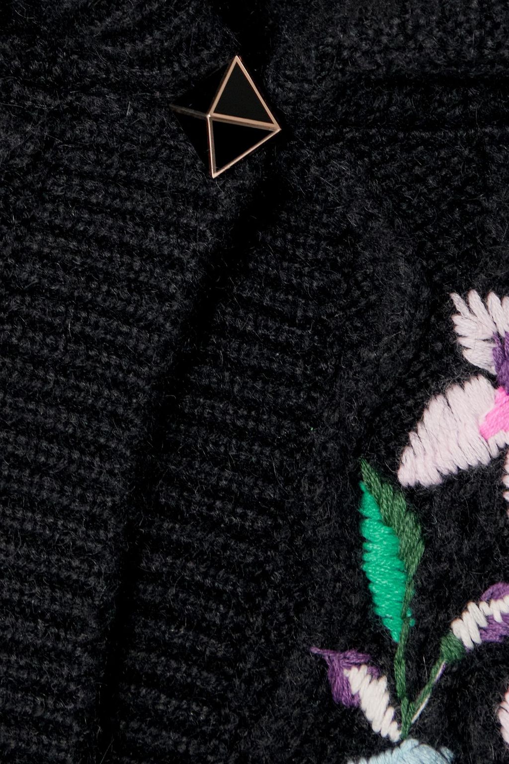 VALENTINO GARAVANI Embroidered hooded cable-knit cardigan