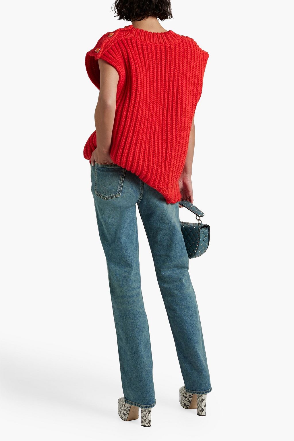 VALENTINO GARAVANI Oversized-Weste aus einer gerippten Woll-Mohairmischung