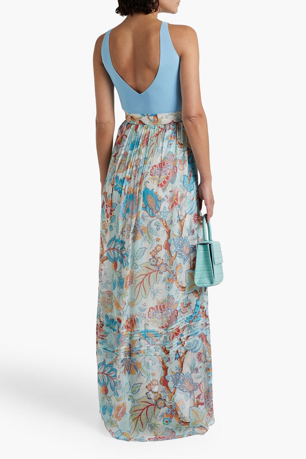 ETRO Pleated floral-print silk-georgette maxi skirt