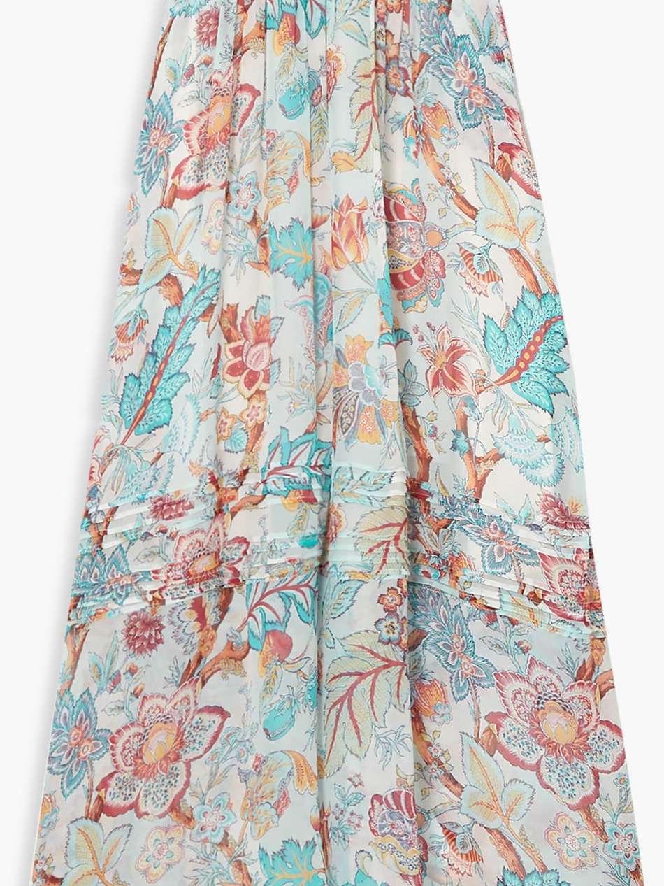 pleated floral-print silk-georgette maxi skirt