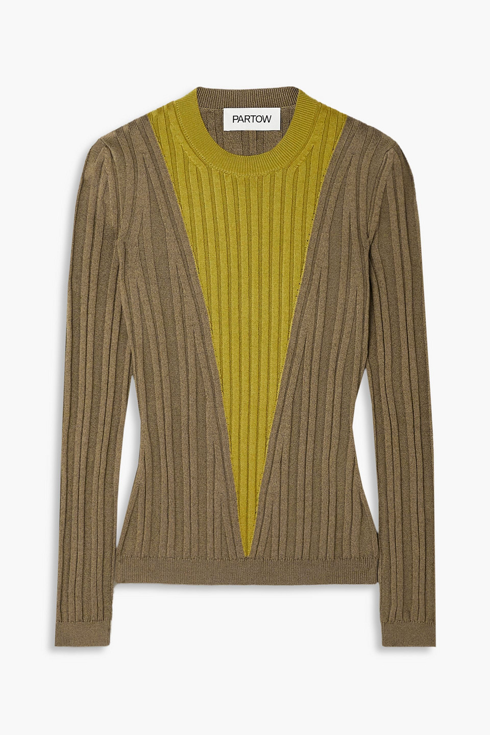 Partow Kira Ribbed Cotton-blend Sweater In Army Green