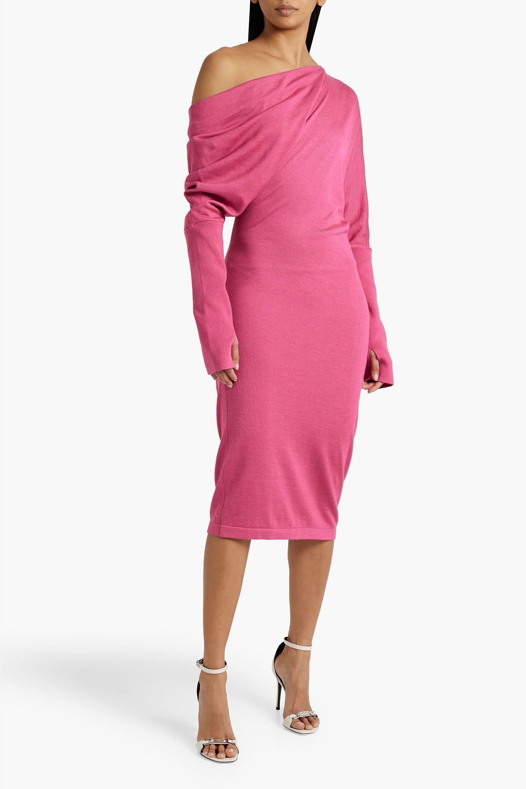 TOM FORD One-shoulder cashmere and silk-blend dress