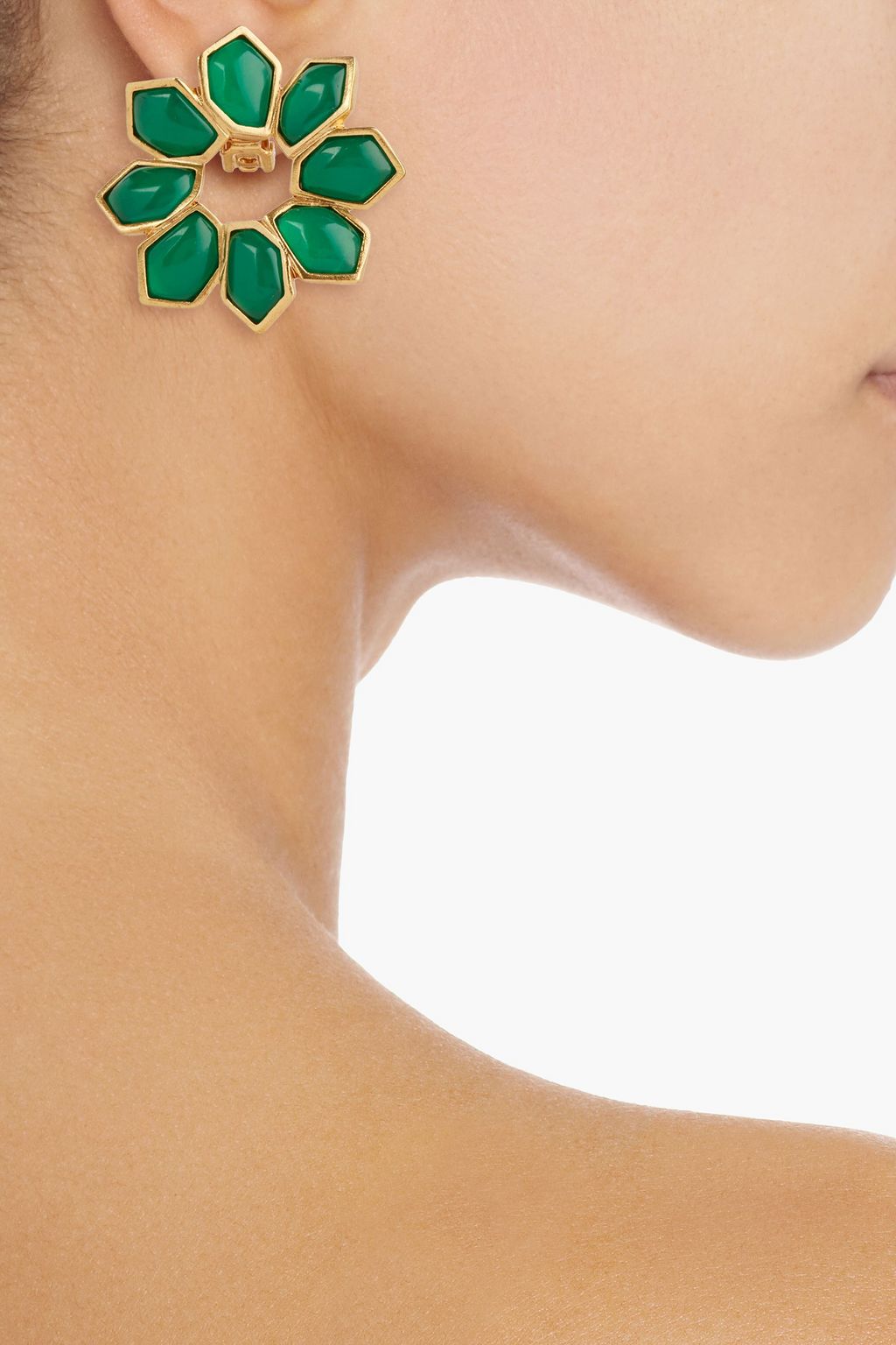 OSCAR DE LA RENTA Gold-tone enamel clip earrings
