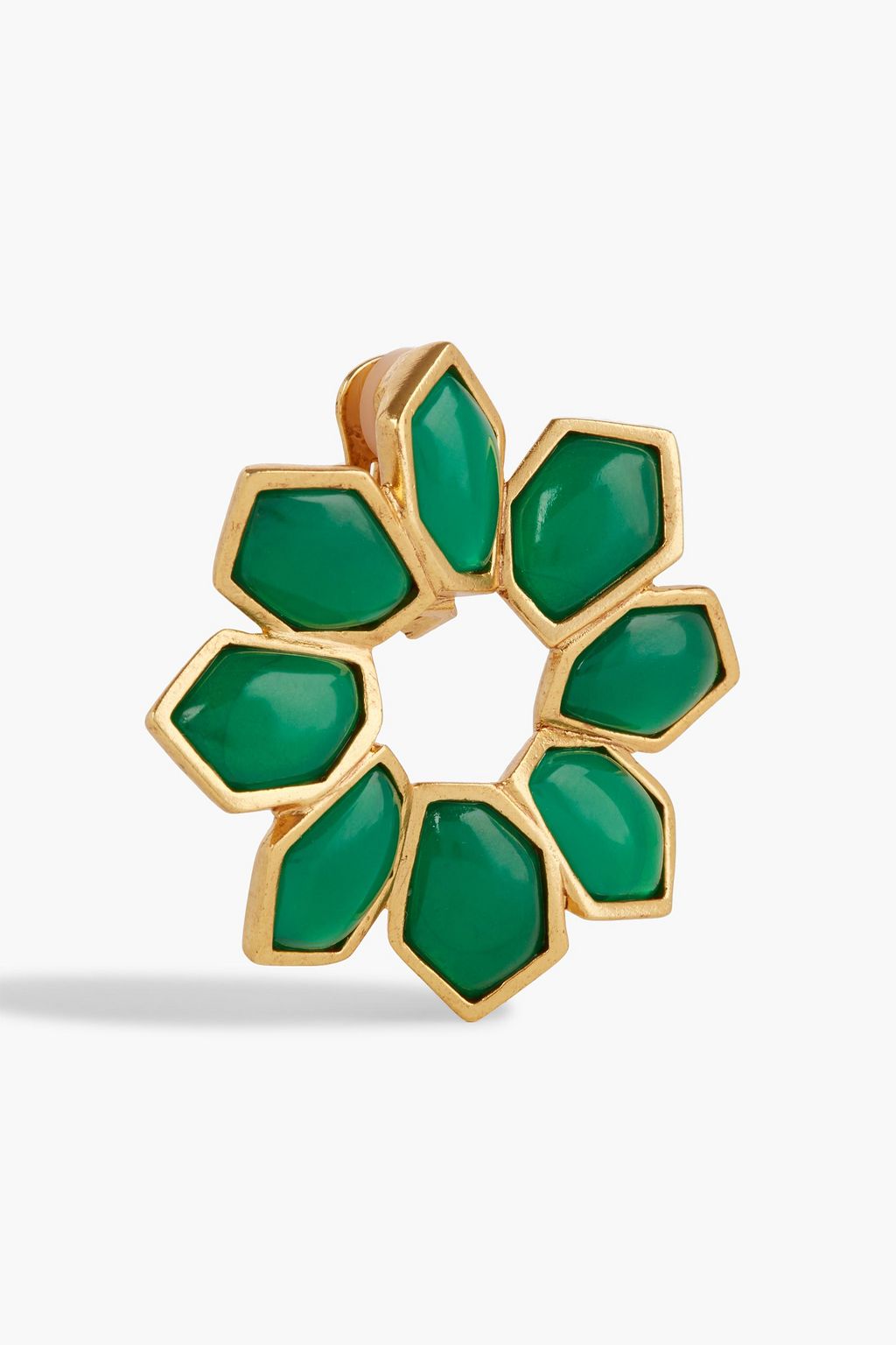 OSCAR DE LA RENTA Gold-tone enamel clip earrings