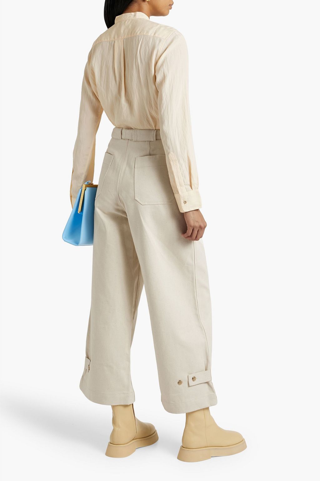 DEVEAUX Scout cropped cotton-twill wide-leg pants