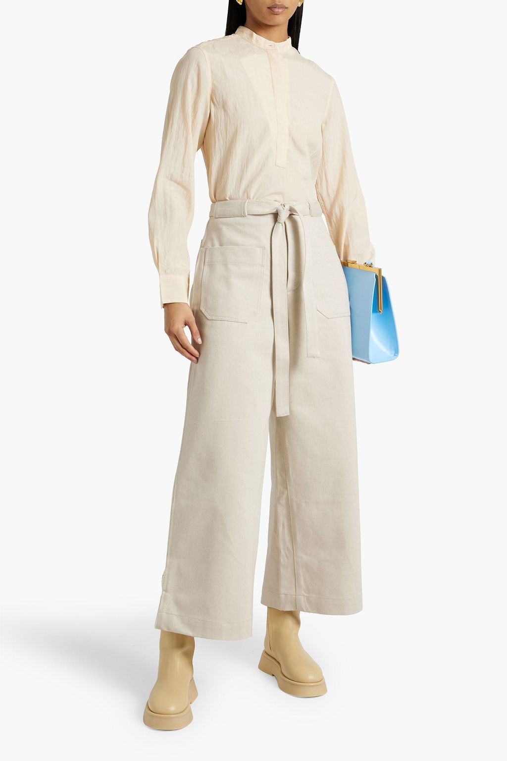 DEVEAUX Scout cropped cotton-twill wide-leg pants