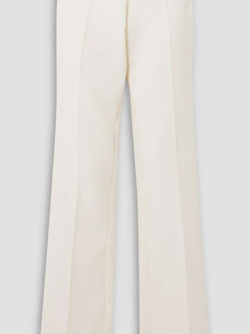 embroidered button-embellished grain de poudre wool bootcut pants