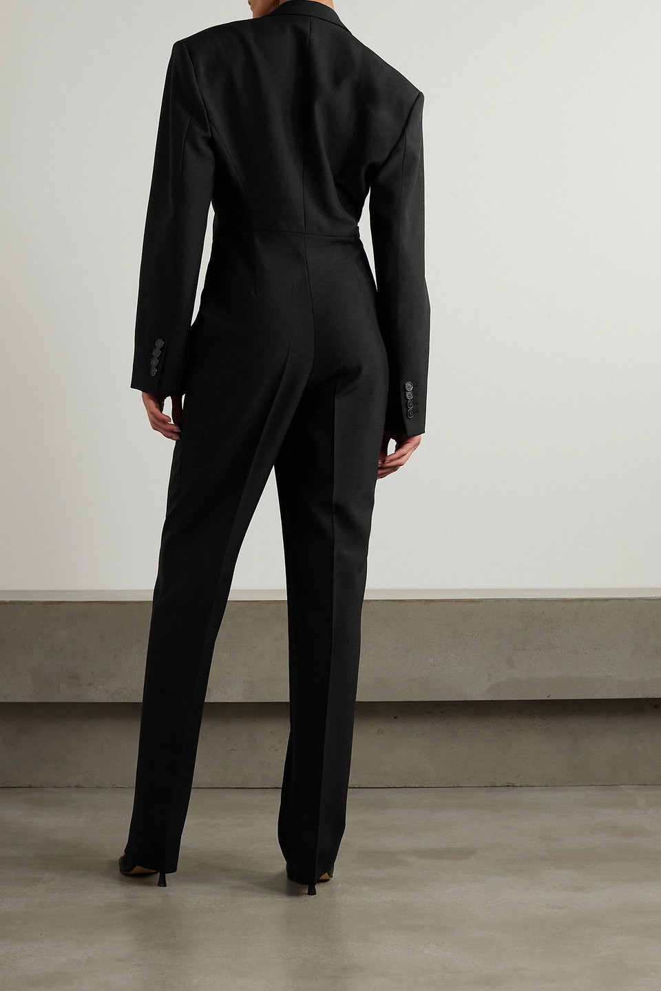  Stella Mccartney - Jumpsuit Aus Wolle Mit Satinbesatz - Schwarz - It 36 