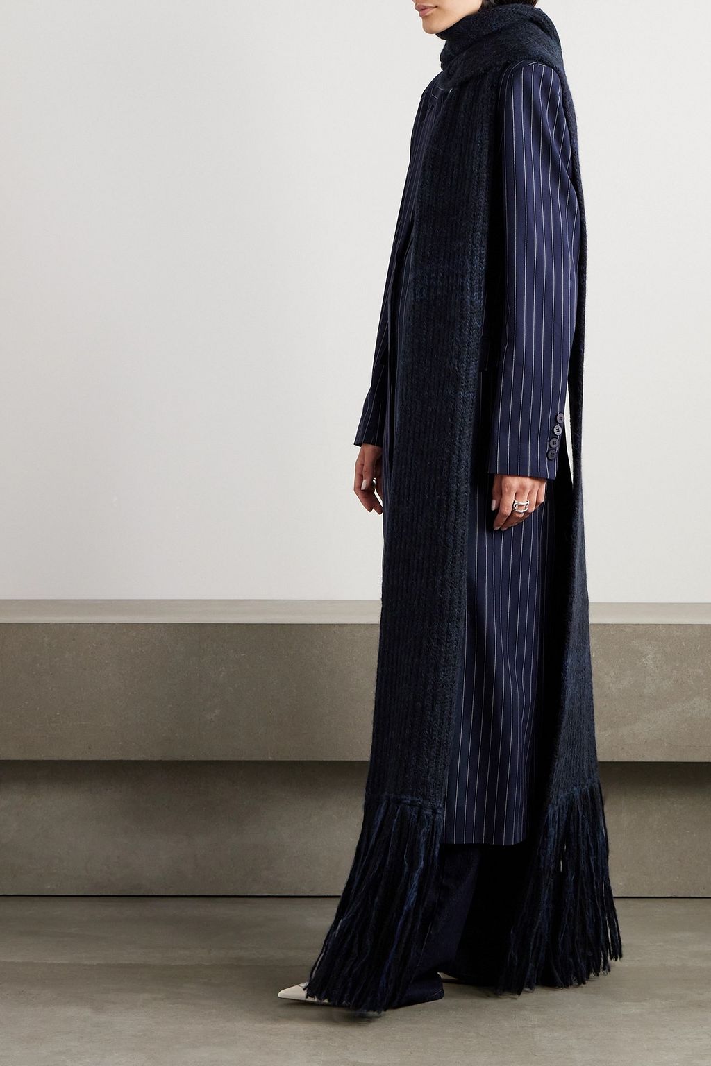STELLA MCCARTNEY Fringed alpaca-blend scarf