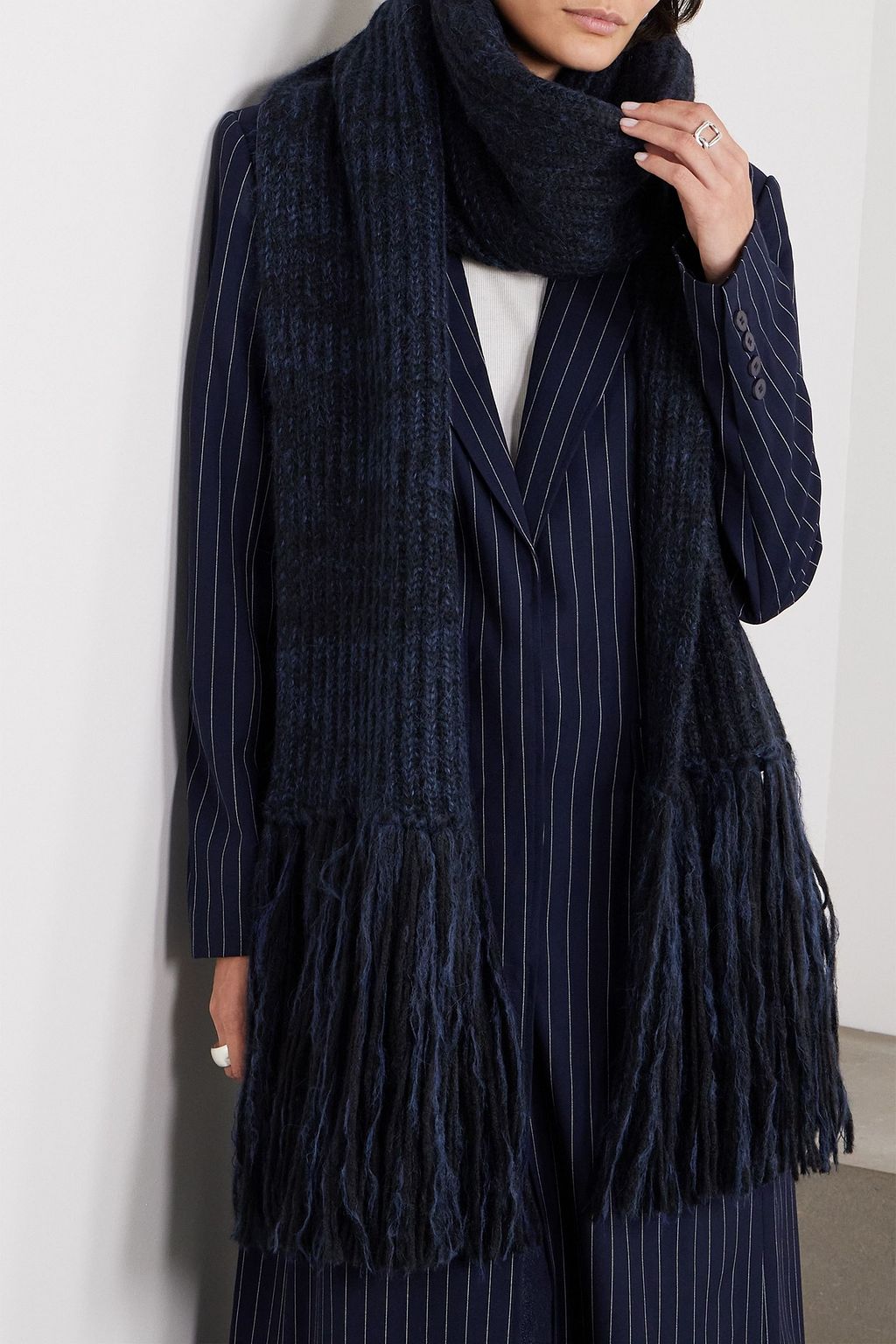 STELLA MCCARTNEY Fringed alpaca-blend scarf