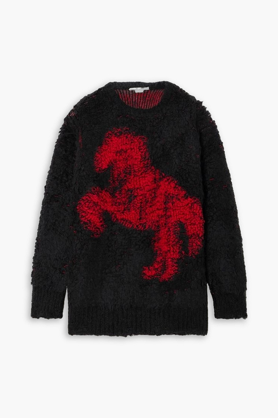 Stella Mccartney Oversized Jacquard-knit Alpaca-blend Sweater In Black
