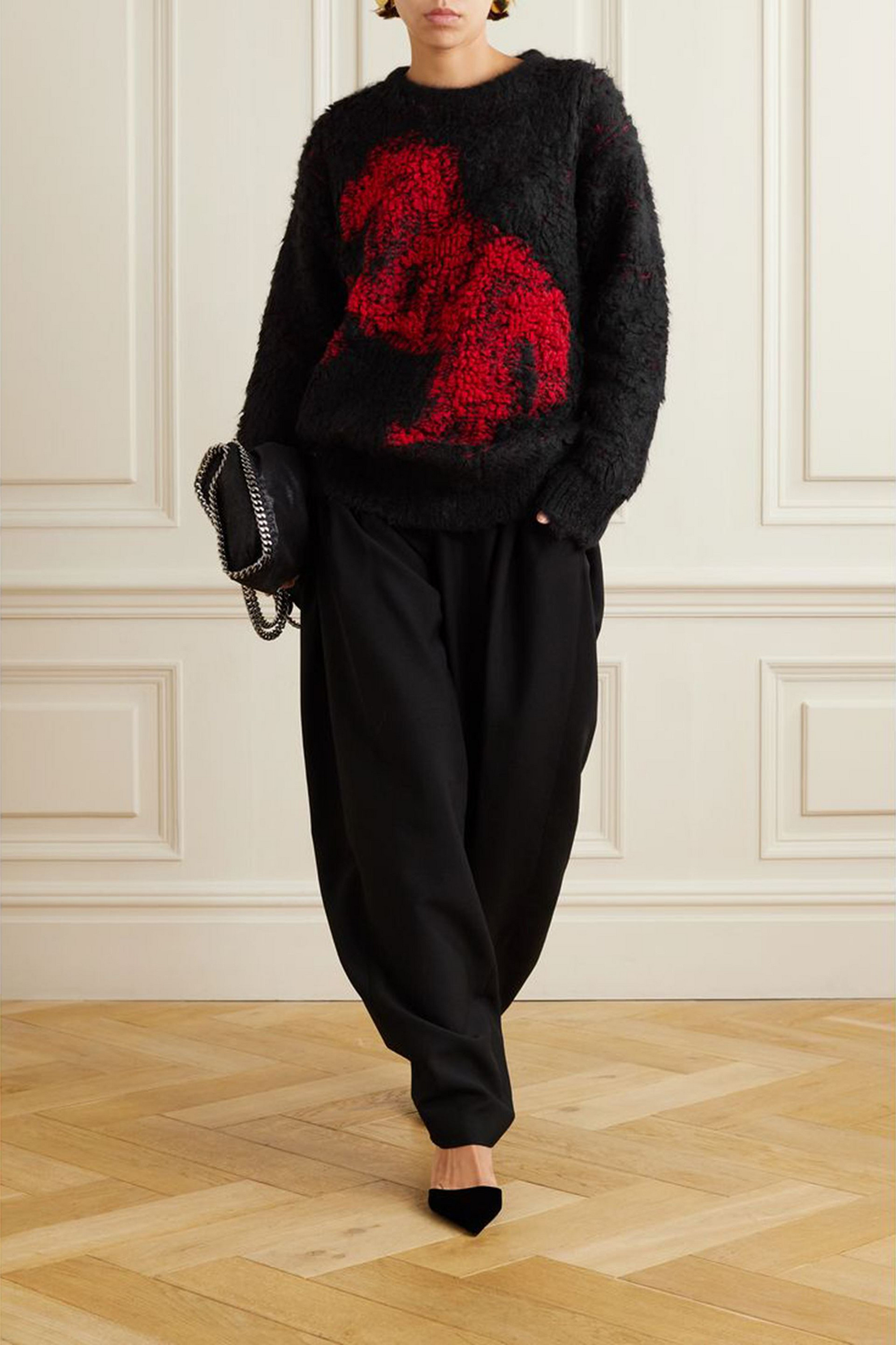 Stella McCartney Oversized jacquard-knit alpaca-blend sweater