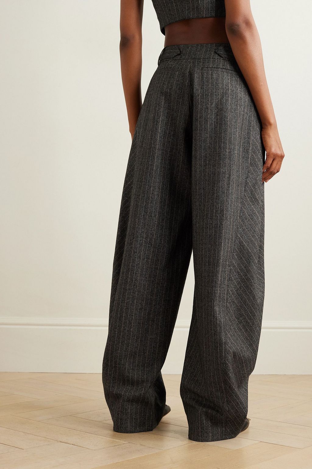STELLA MCCARTNEY Pleated pinstriped wool tapered pants