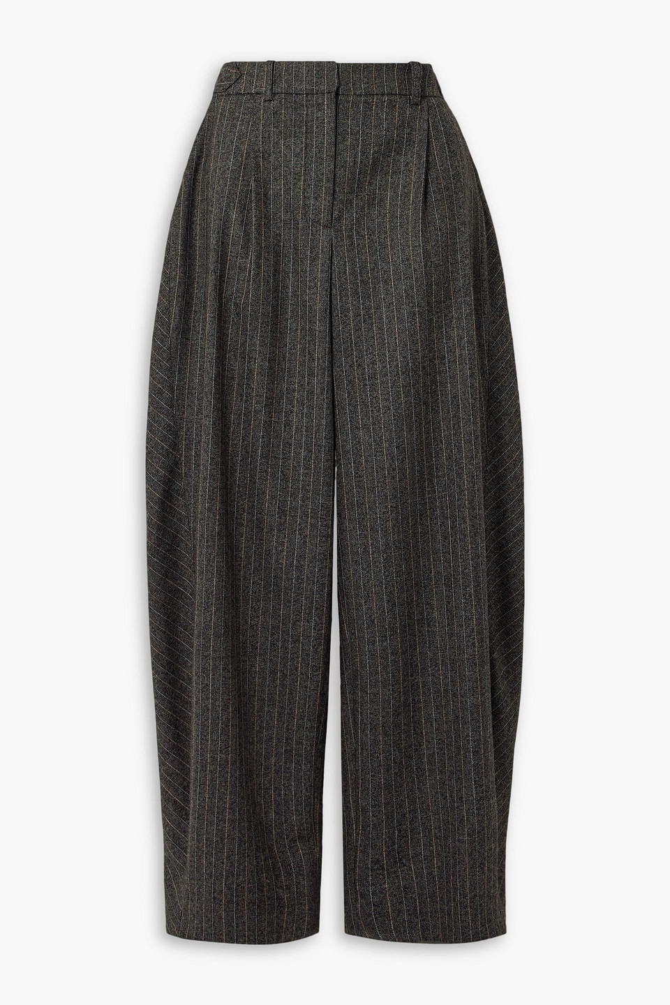 STELLA MCCARTNEY PLEATED PINSTRIPED WOOL TAPERED PANTS