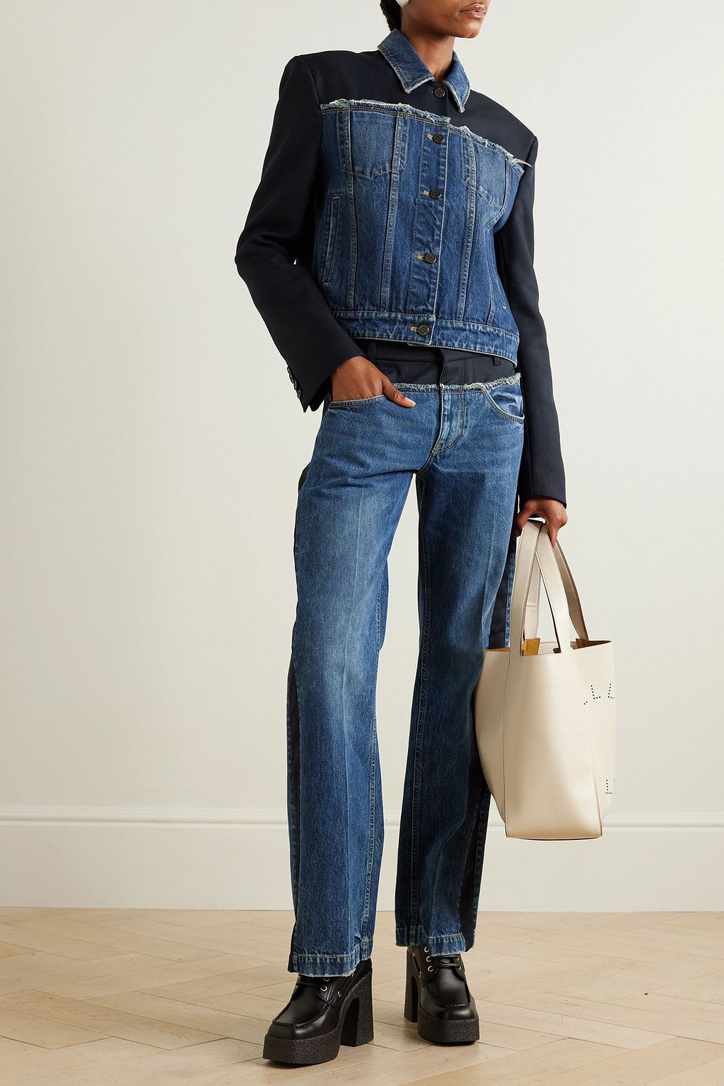 STELLA MCCARTNEY Denim and wool-twill jacket